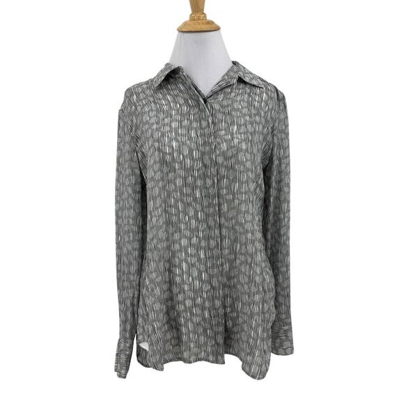 Theory Blouse Womens M Medium Multi Silk Hidden Button Collar 2 Pc Cami Set - Picture 1 of 16